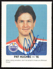 Pat Hughes Autographed 1984-85 Post Red Rooster Card Edmonton Oilers SKU #258373