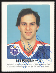 Lee Fogolin Autographed 1984-85 Post Red Rooster Card Edmonton Oilers SKU #258382