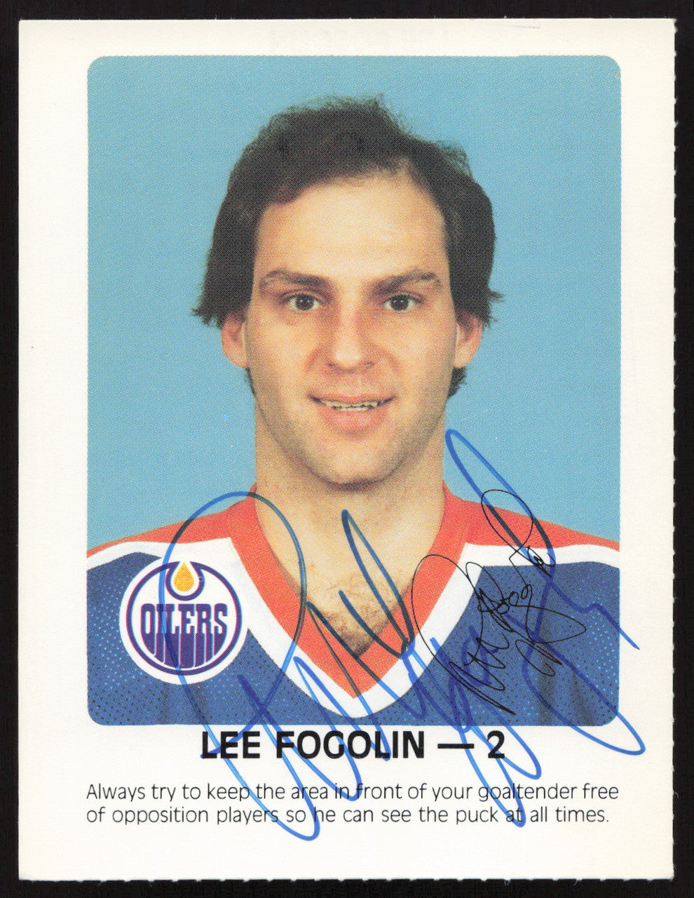 Lee Fogolin Autographed 1984-85 Post Red Rooster Card Edmonton Oilers SKU #258382