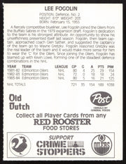 Lee Fogolin Autographed 1984-85 Post Red Rooster Card Edmonton Oilers SKU #258383