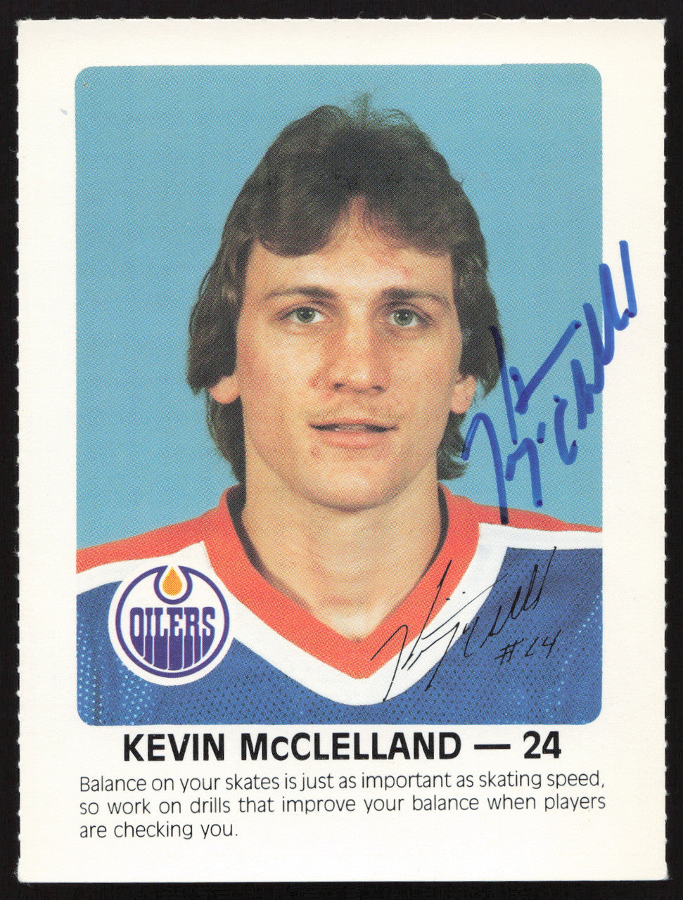 Kevin McClelland Autographed 1984-85 Post Red Rooster Rookie Card Edmonton Oilers SKU #258384