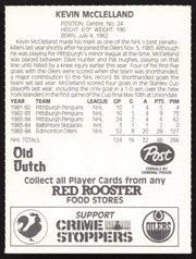 Kevin McClelland Autographed 1984-85 Post Red Rooster Rookie Card Edmonton Oilers SKU #258384