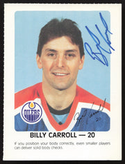 Billy Carroll Autographed 1984-85 Post Red Rooster Card Edmonton Oilers SKU #258386