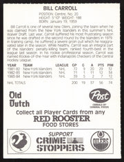Billy Carroll Autographed 1984-85 Post Red Rooster Card Edmonton Oilers SKU #258386