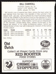 Billy Carroll Autographed 1984-85 Post Red Rooster Card Edmonton Oilers SKU #258387