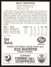 Willy Willi Lindstrom Autographed 1984-85 Post Red Rooster Card Edmonton Oilers SKU #258394