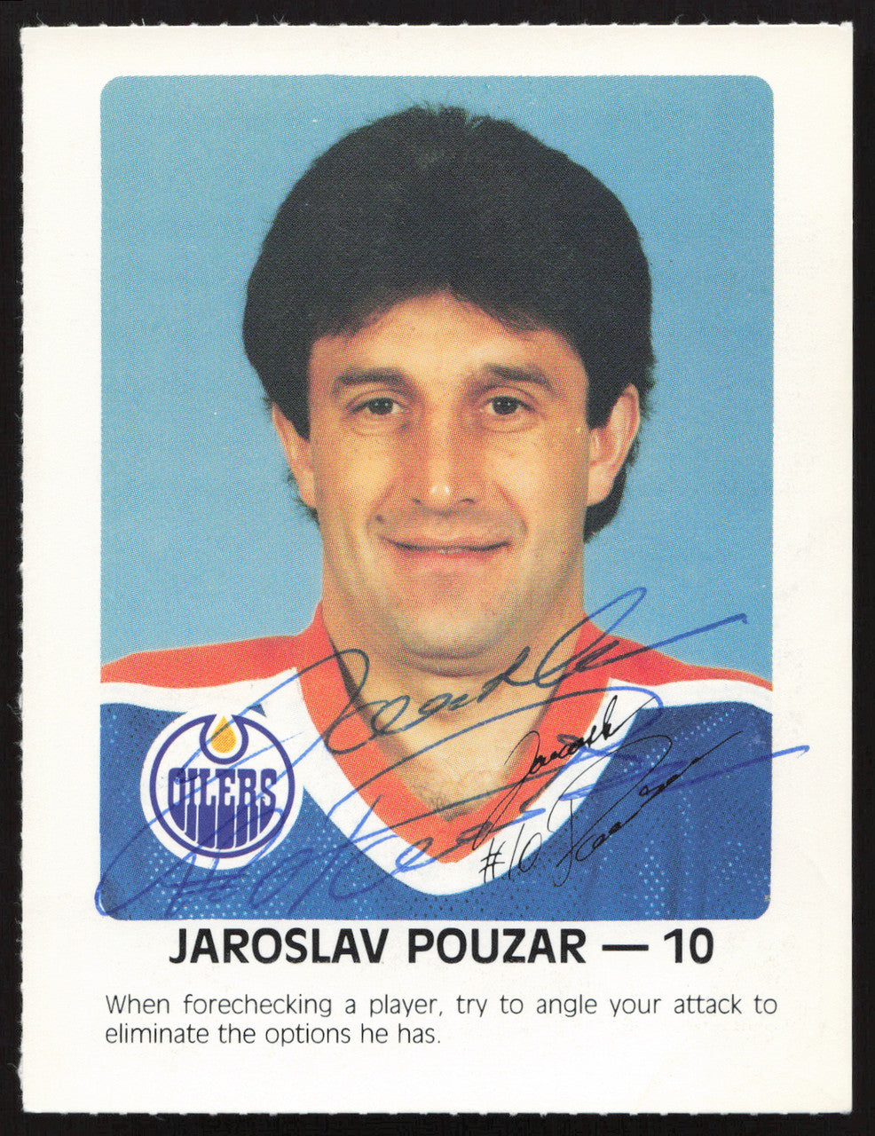 Jaroslav Pouzar Autographed 1984-85 Post Red Rooster Card Edmonton Oilers SKU #258396