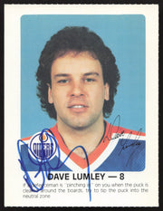 Dave Lumley Autographed 1984-85 Post Red Rooster Card Edmonton Oilers SKU #258399