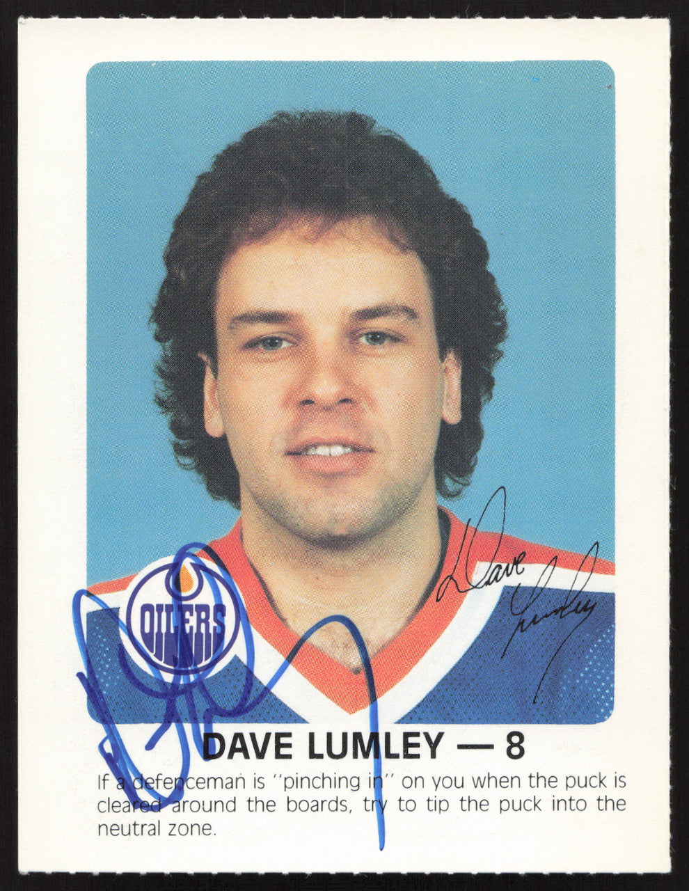 Dave Lumley Autographed 1984-85 Post Red Rooster Card Edmonton Oilers SKU #258399