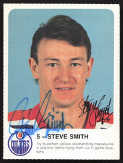 Steve Smith Autographed 1985-86 Post Red Rooster Rookie Card Edmonton Oilers SKU #258403