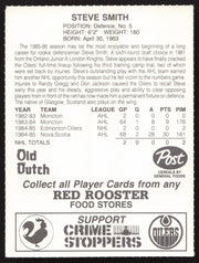 Steve Smith Autographed 1985-86 Post Red Rooster Rookie Card Edmonton Oilers SKU #258403