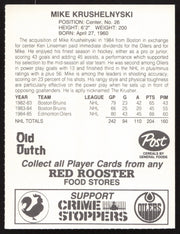 Mike Krushelnyski Autographed 1985-86 Post Red Rooster Card Edmonton Oilers SKU #258405