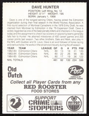 Dave Hunter Autographed 1985-86 Post Red Rooster Card Edmonton Oilers SKU #258406