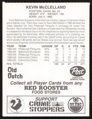 Kevin McClelland Autographed 1985-86 Post Red Rooster Card Edmonton Oilers SKU #258407