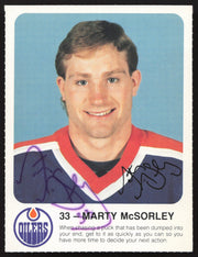 Marty McSorley Autographed 1985-86 Post Red Rooster Card Edmonton Oilers SKU #258416