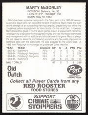 Marty McSorley Autographed 1985-86 Post Red Rooster Card Edmonton Oilers SKU #258416
