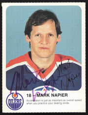 Mark Napier Autographed 1985-86 Post Red Rooster Card Edmonton Oilers SKU #258417