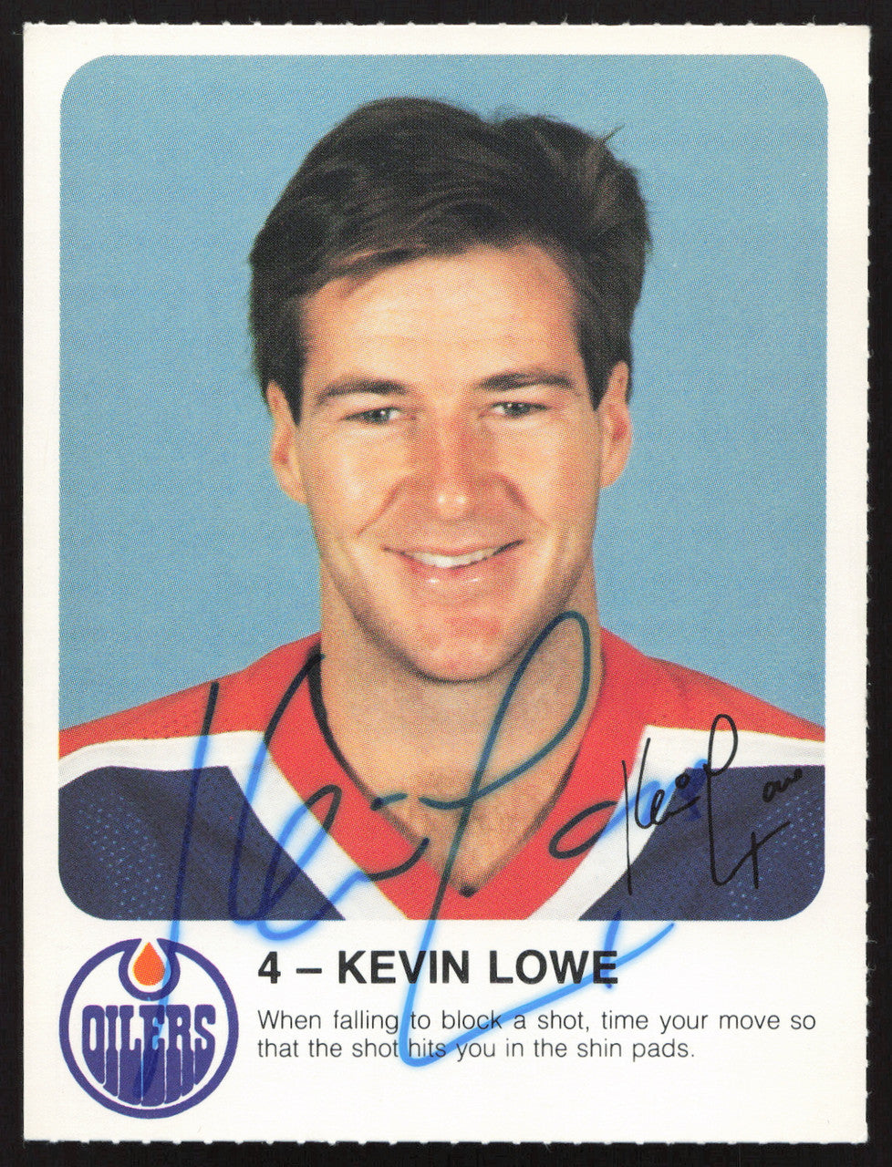 Kevin Lowe Autographed 1985-86 Post Red Rooster Card Edmonton Oilers SKU #258418
