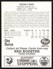 Kevin Lowe Autographed 1985-86 Post Red Rooster Card Edmonton Oilers SKU #258418
