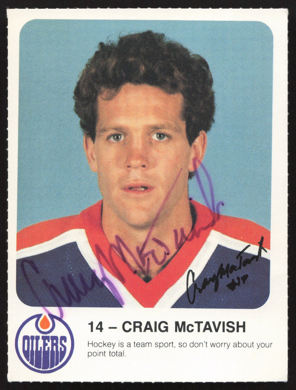 Craig MacTavish Autographed 1985-86 Post Red Rooster Card Edmonton Oilers SKU #258420