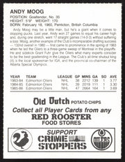 Andy Moog Autographed 1986-87 Red Rooster Card Edmonton Oilers SKU #258427