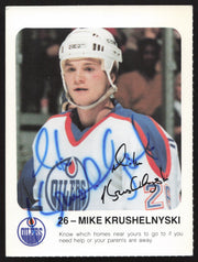 Mike Krushelnyski Autographed 1986-87 Red Rooster Card Edmonton Oilers SKU #258433