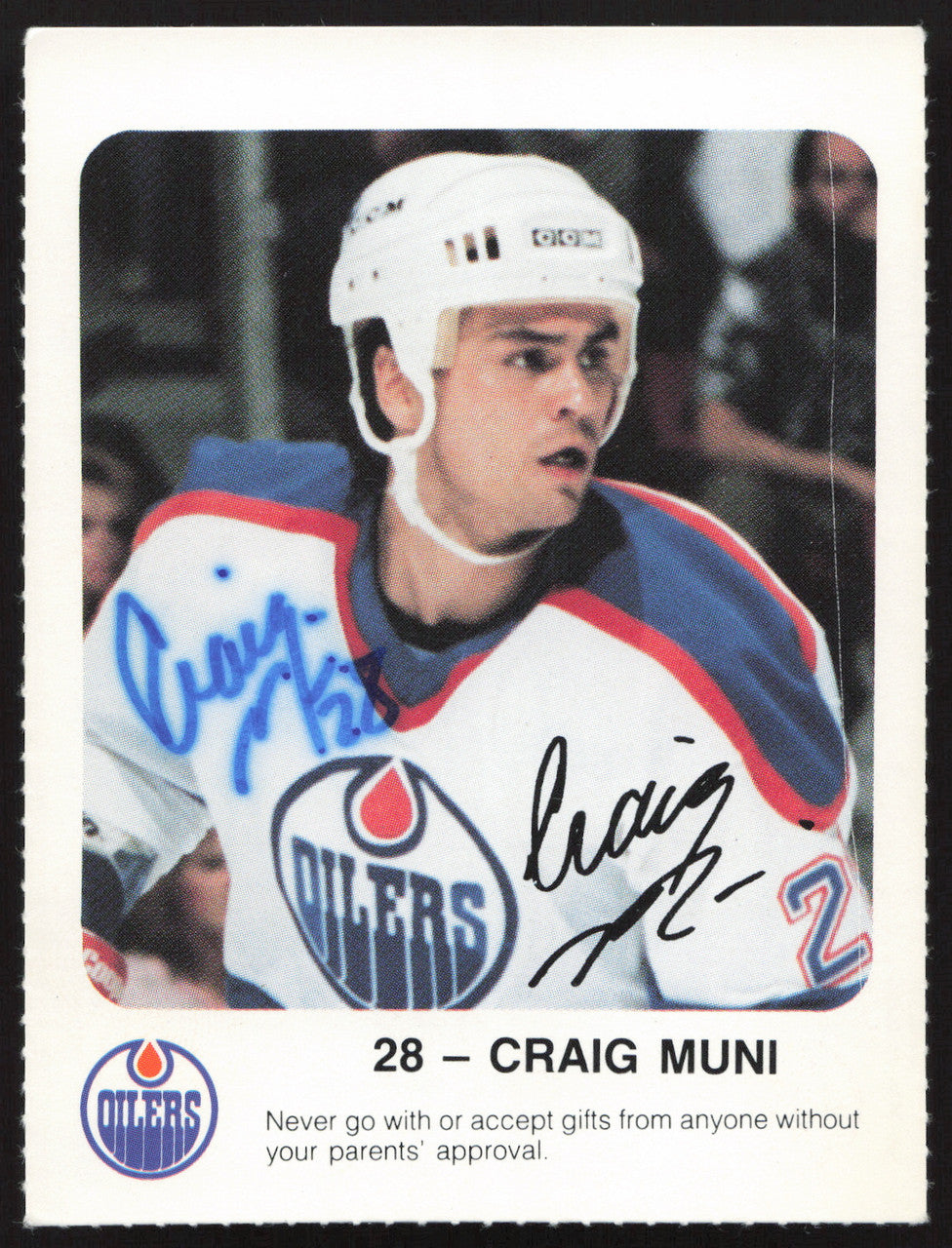 Craig Muni Autographed 1986-87 Red Rooster Card Edmonton Oilers SKU #258434