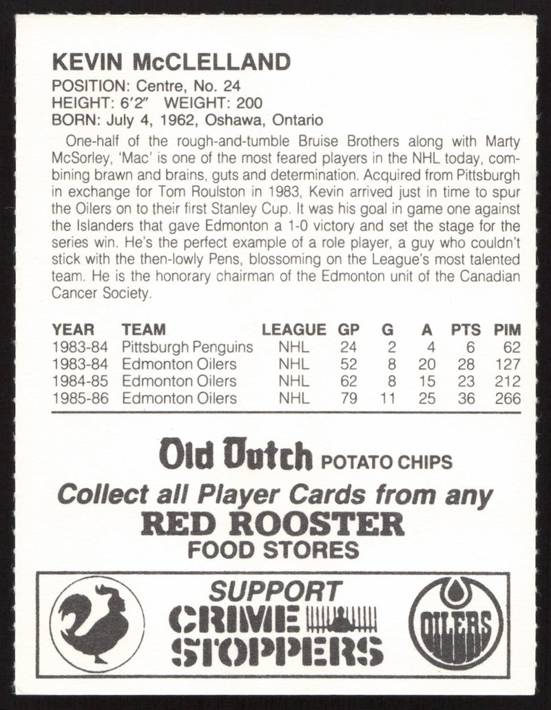 Kevin McClelland Autographed 1986-87 Red Rooster Card Edmonton Oilers SKU #258435