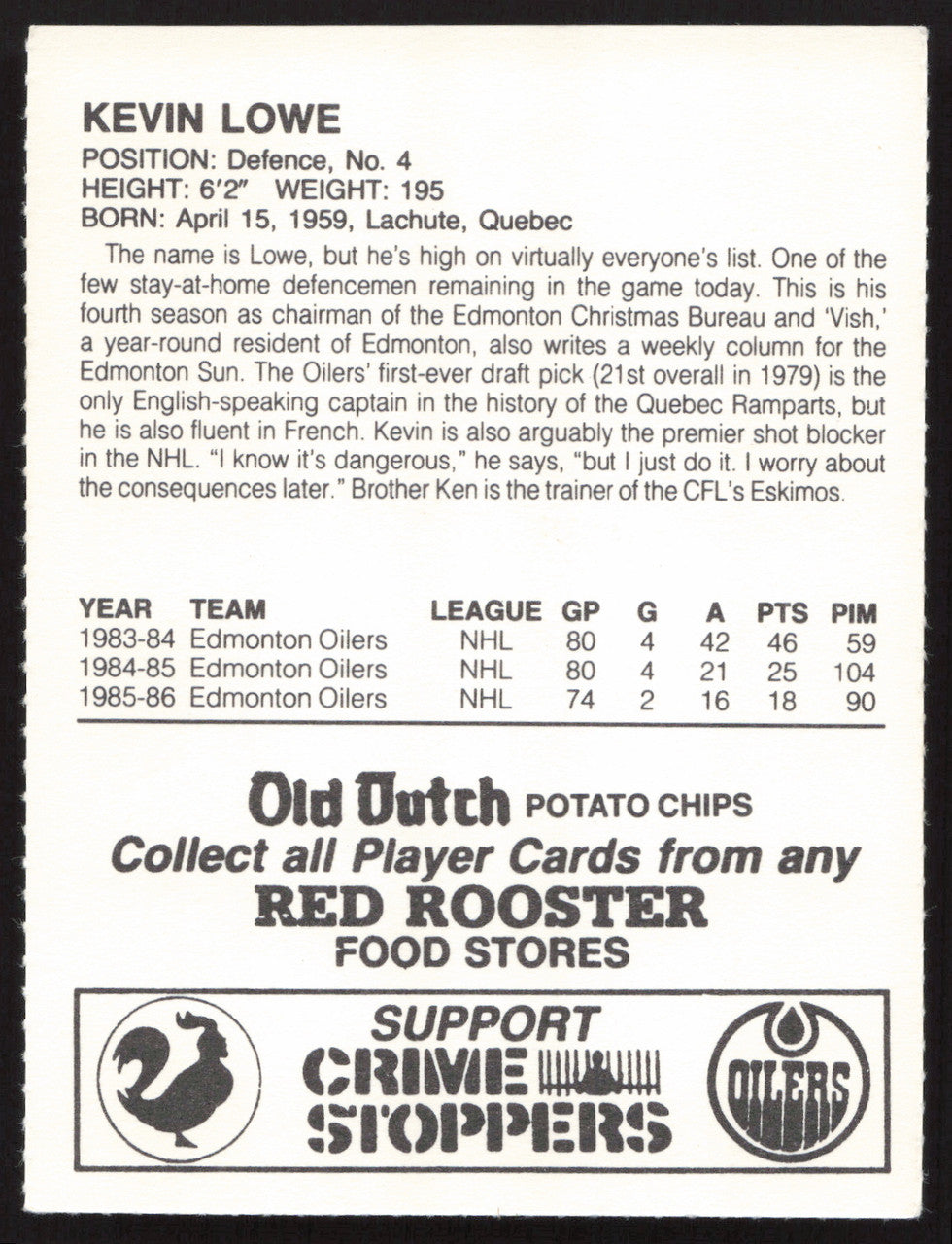 Kevin Lowe Autographed 1986-87 Red Rooster Card Edmonton Oilers SKU #258437