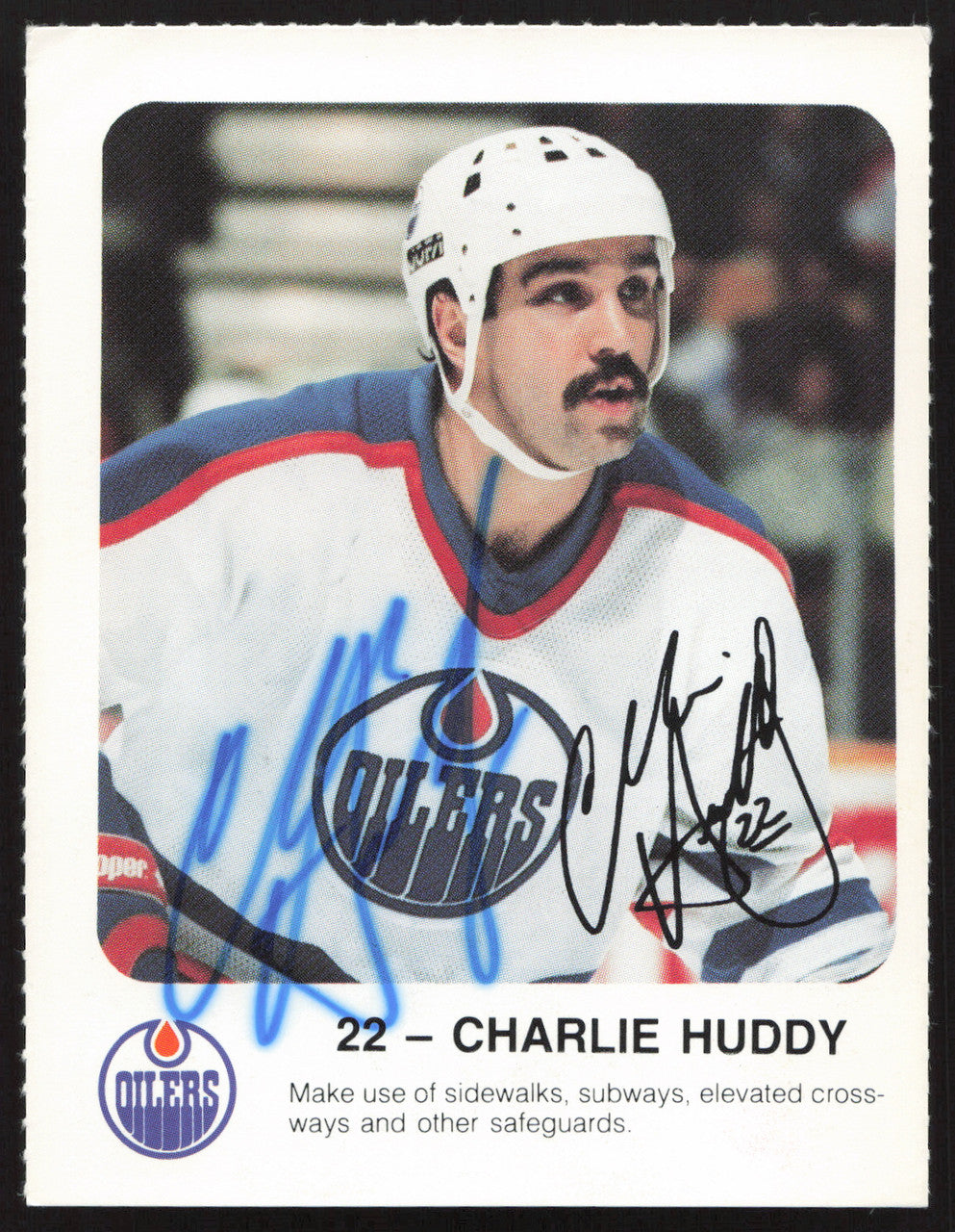 Charlie Huddy Autographed 1986-87 Red Rooster Card Edmonton Oilers SKU #258441