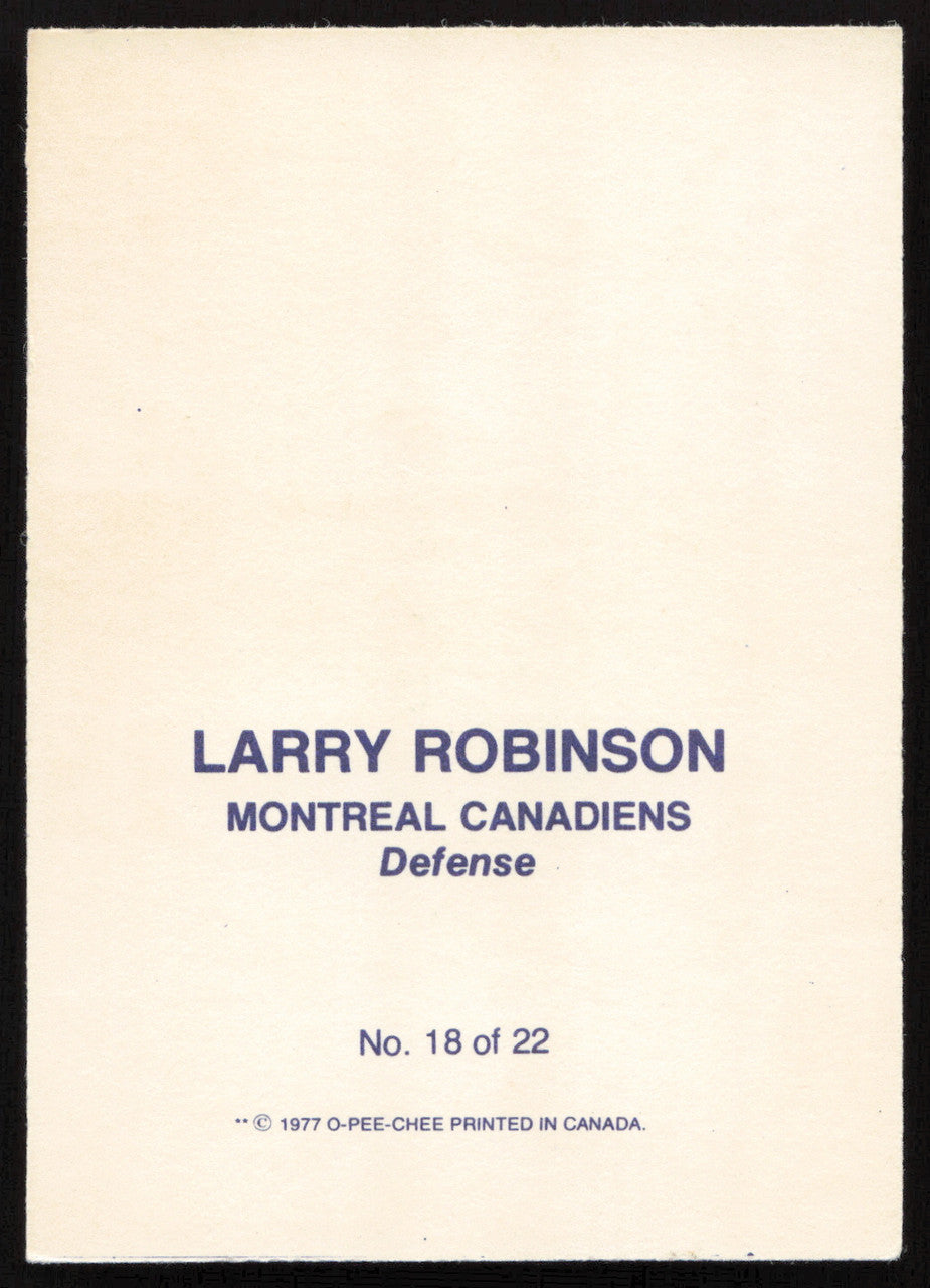 Larry Robinson Autographed 1977-78 Glossy O-Pee-Chee Card #18 Montreal Canadiens SKU #258446