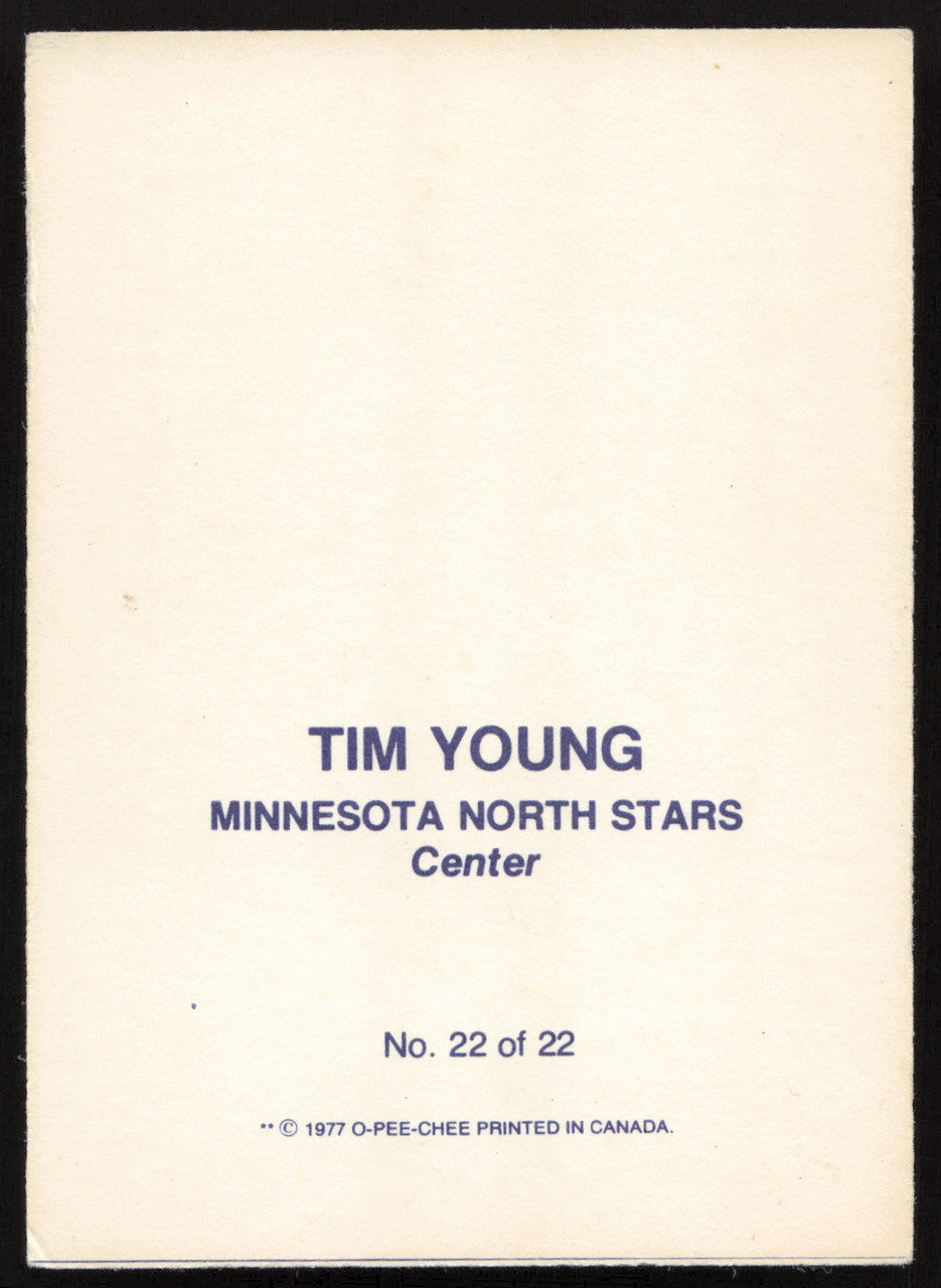 Tim Young Autographed 1977-78 Glossy O-Pee-Chee Card #22 Minnesota North Stars SKU #258457
