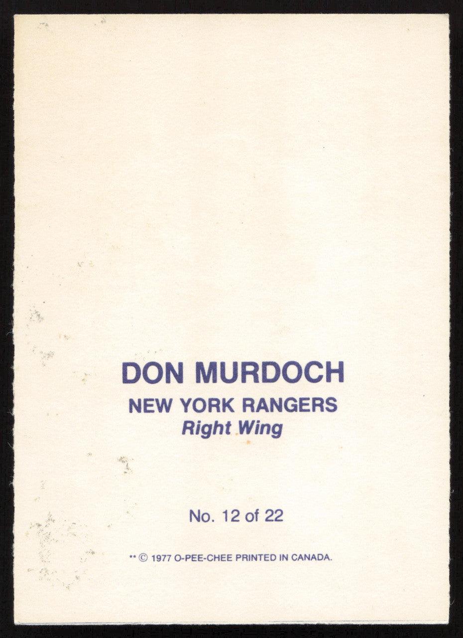 Don Murdoch Autographed 1977-78 Glossy O-Pee-Chee Card #12 New York Rangers SKU #258458