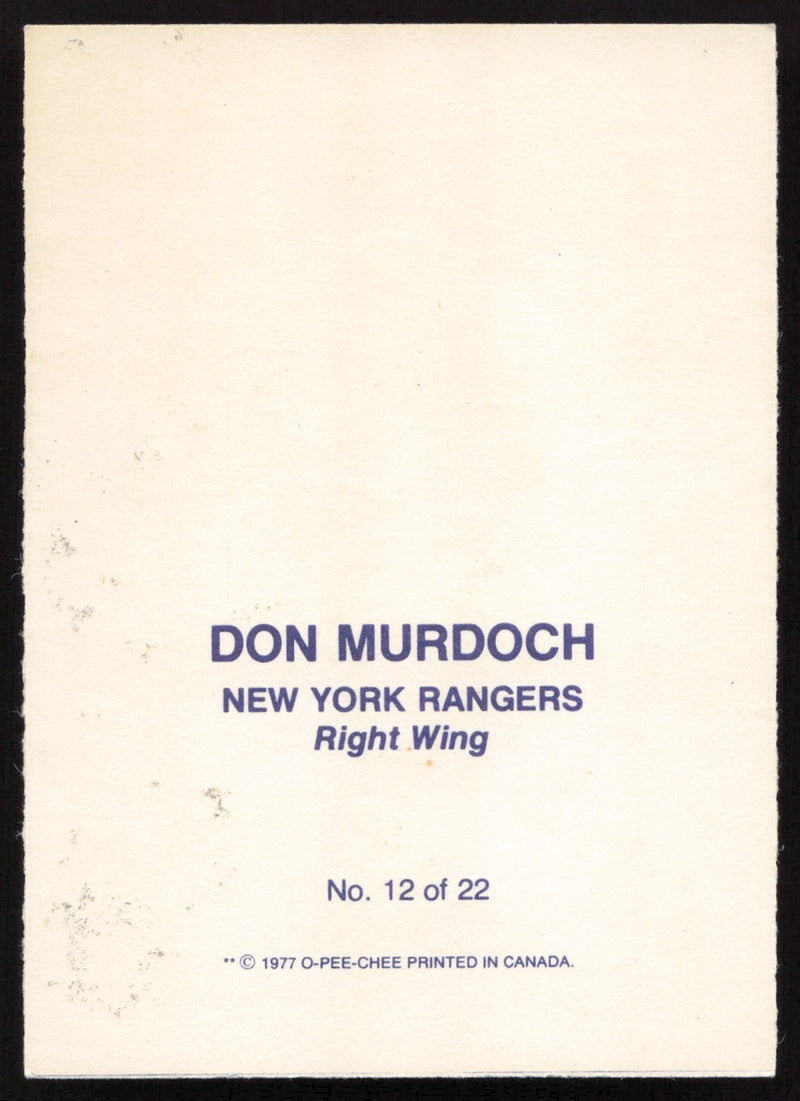 Don Murdoch Autographed 1977-78 Glossy O-Pee-Chee Card #12 New York Rangers SKU #258458