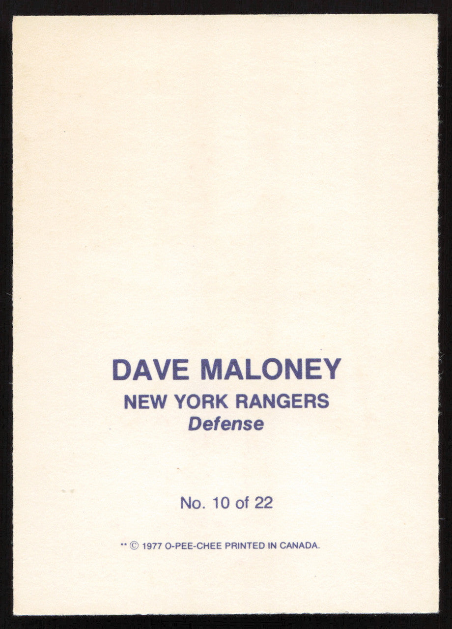Dave Maloney Autographed 1977-78 Glossy O-Pee-Chee Card #10 New York Rangers SKU #258461
