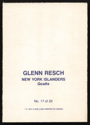 Glenn Chico Resch Autographed 1977-78 Glossy O-Pee-Chee Card #17 New York Islanders SKU #258462