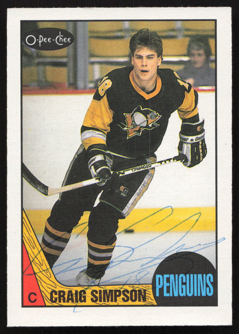 Craig Simpson Autographed 1987-88 O-Pee-Chee Rookie Card #80 Pittsburgh Penguins SKU #258482