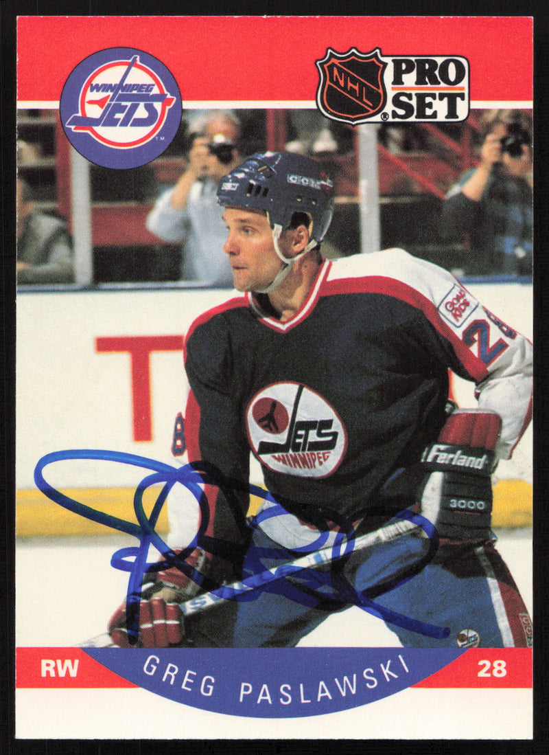 Greg Paslawski Autographed 1990-91 Pro Set Card #336 Winnipeg Jets SKU #258496