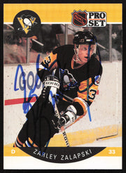 Zarley Zalapski Autographed 1990-91 Pro Set Card #242 Pittsburgh Penguins SKU #258499