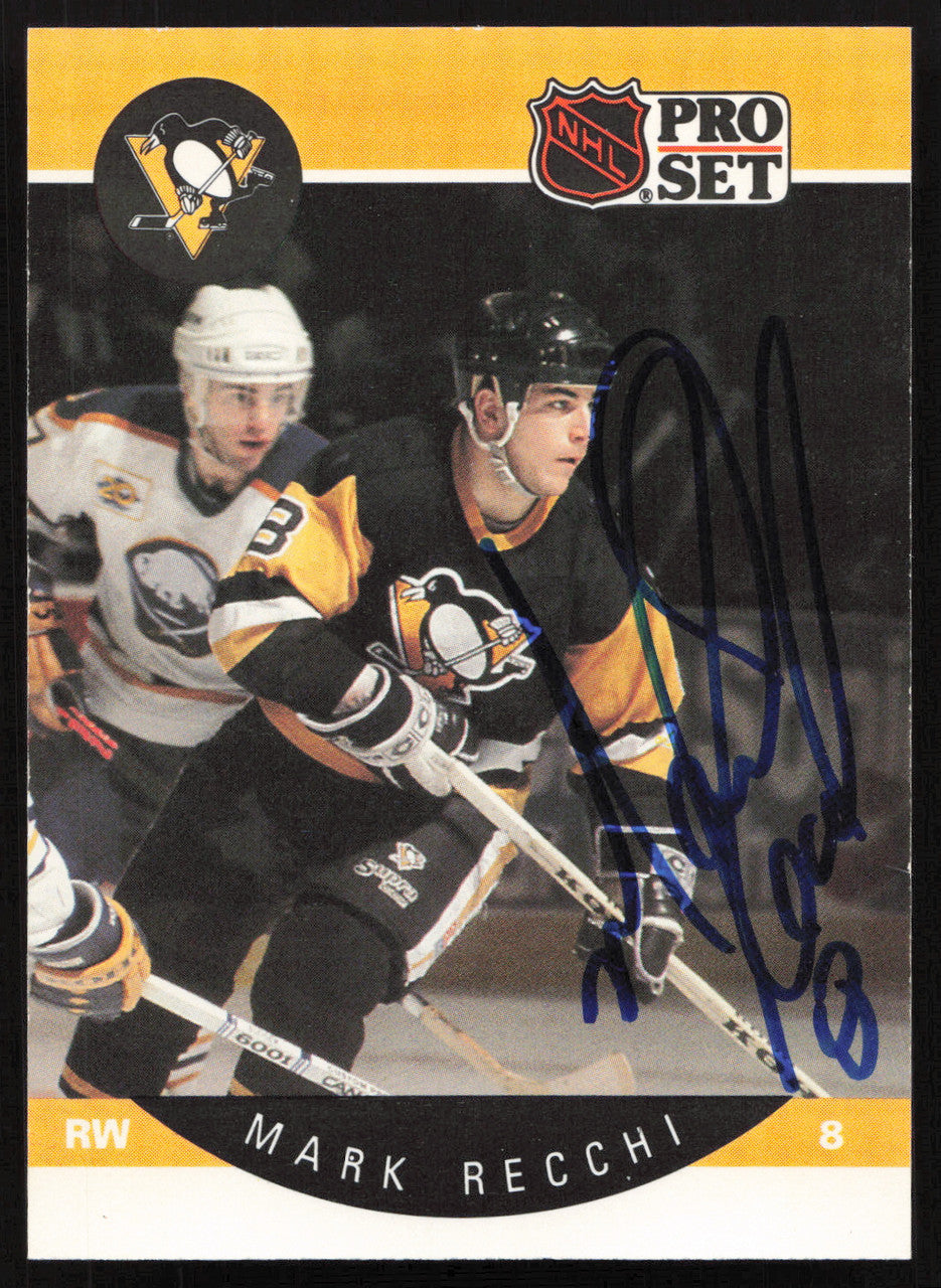 Mark Recchi Autographed 1990-91 Pro Set Rookie Card #239 Pittsburgh Penguins SKU #258500