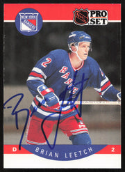 Brian Leetch Autographed 1990-91 Pro Set Card #201 New York Rangers SKU #258503
