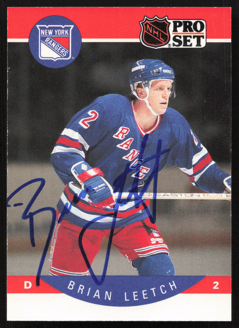 Brian Leetch Autographed 1990-91 Pro Set Card #201 New York Rangers SKU #258503