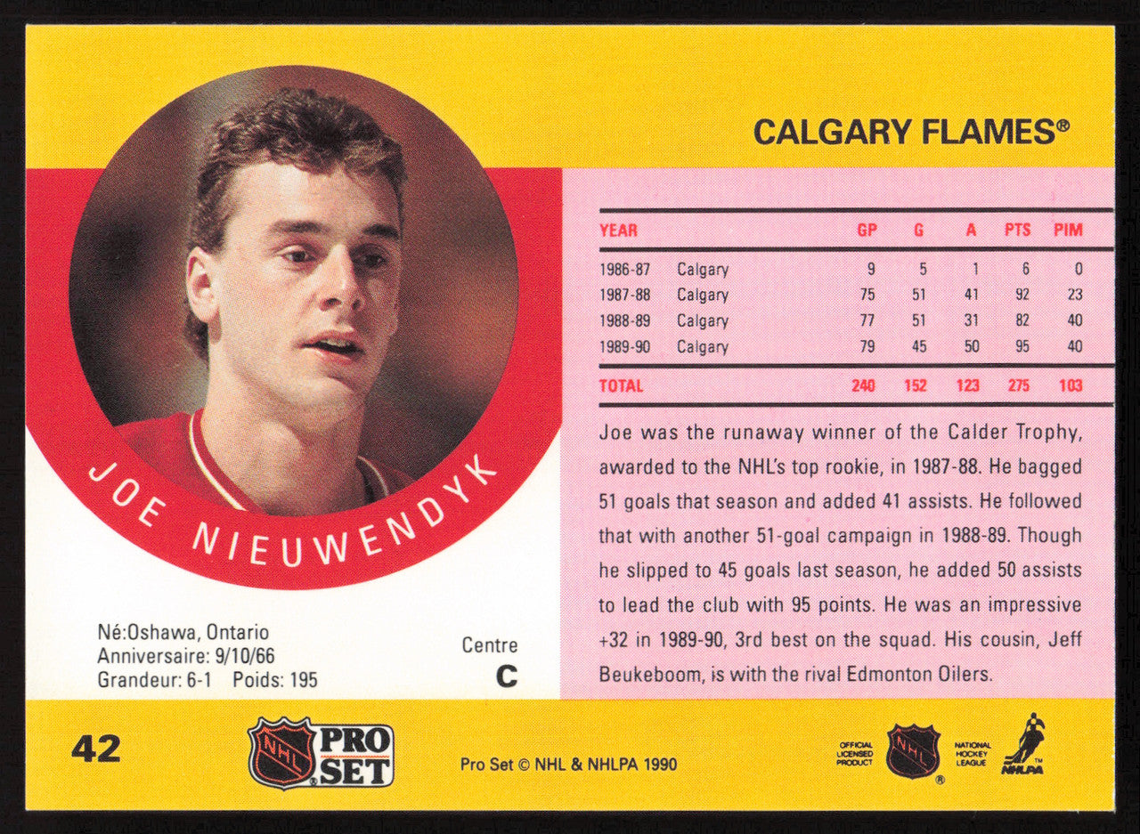 Joe Nieuwendyk Autographed 1990-91 Pro Set Card #42 Calgary Flames SKU #258510