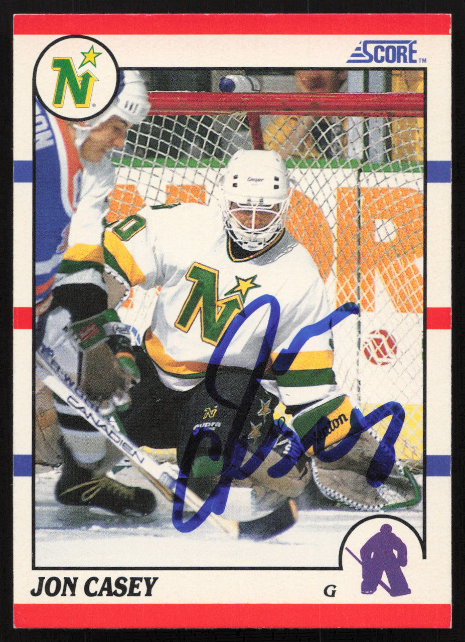 Jon Casey Autographed 1990-91 Score Card #182 Minnesota North Stars SKU #258515