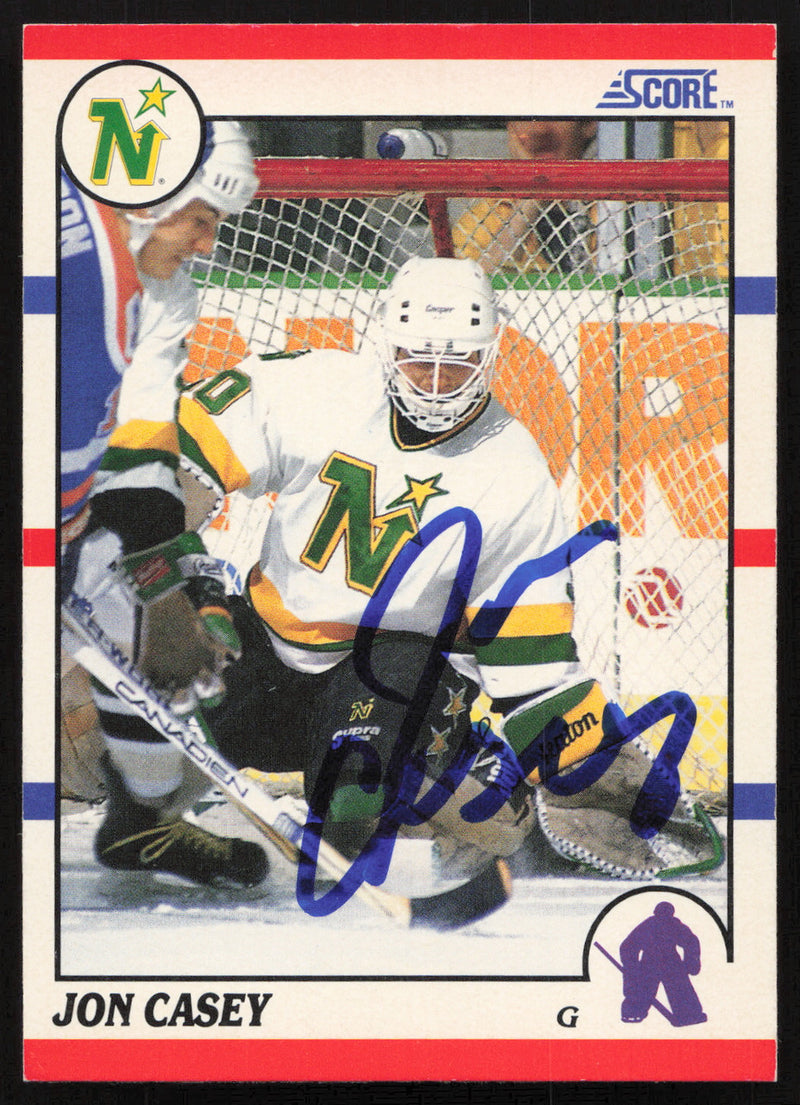 Jon Casey Autographed 1990-91 Score Card #182 Minnesota North Stars SKU #258515
