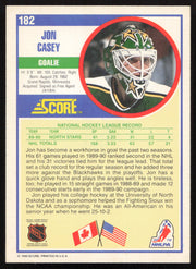 Jon Casey Autographed 1990-91 Score Card #182 Minnesota North Stars SKU #258515