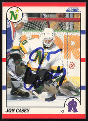 Jon Casey Autographed 1990-91 Score Card #182 Minnesota North Stars SKU #258516