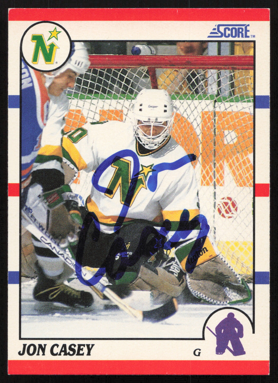 Jon Casey Autographed 1990-91 Score Card #182 Minnesota North Stars SKU #258516