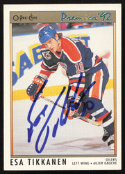 Esa Tikkanen Autographed 1991-92 O-Pee-Chee Premier Card #121 Edmonton Oilers SKU #258519