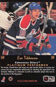Esa Tikkanen Autographed 1991-92 Pro Set Platinum Card #39 Edmonton Oilers SKU #258520